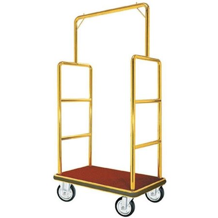 AARCO Aarco LC-1B  Bellman Luggage Cart - Brass W/ Carpeted Bed and Hanger Rail LC-1B